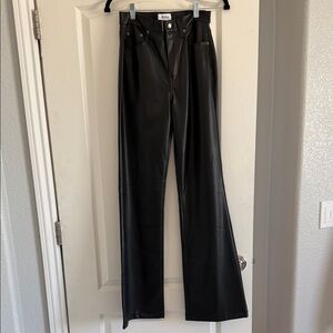 pistola Black Faux Leather Flare Pants